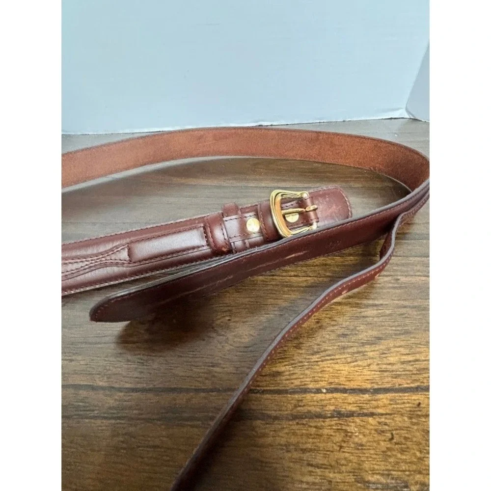 Mens Ranger Belt Genuine Leather Oxblood Brown Brass Buckle Western Size 44